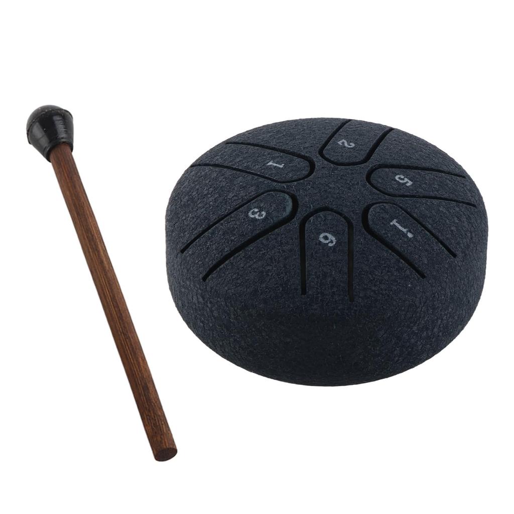 Gugxiom Mini Steel Tongue 3 Inch 6 Note Handpan Relaxing and Calming Steel Drum Drum, Drum, Worry-Free Drum, (Navy Blue)