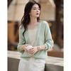 Demana Soft Light Star Yarn Merino Wool Silk Blend Deep V-neck Knit Sweater