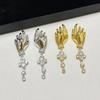 Vintage Creative Hand Shape Dangle Earrings For Women Fashion Gothic Jewelry Crystal Tassel Pendant Earrings Accessory Gift