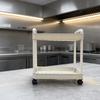 2-Tier Kitchen Bathroom Bedroom Storage Basket Rolling Utility Cart Mobile Storage Trolley Cart with Wheels Mesh Basket Organizer Shelf