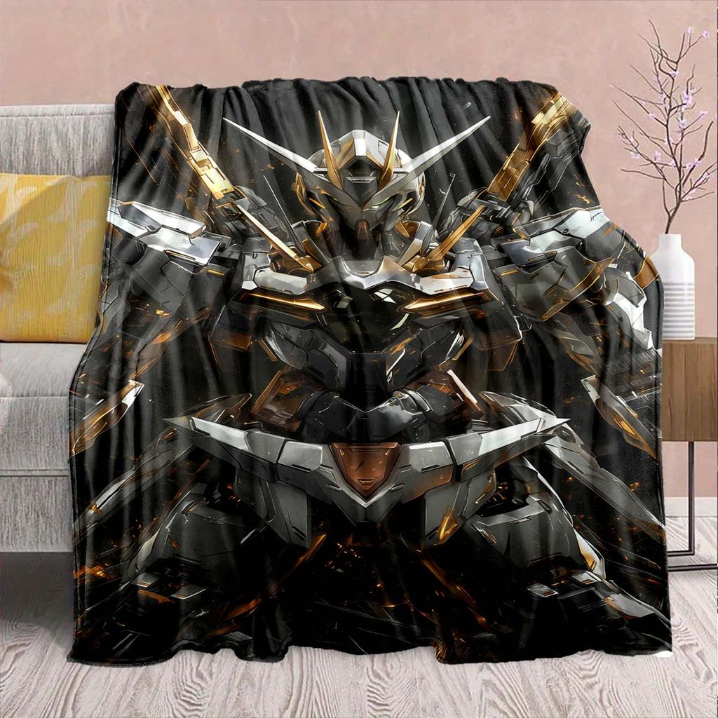 Gundam Anime Flannel Blanket - Soft Warm Perfect for Sofa, Bedding Camping Travel Office Home Decor -QJY