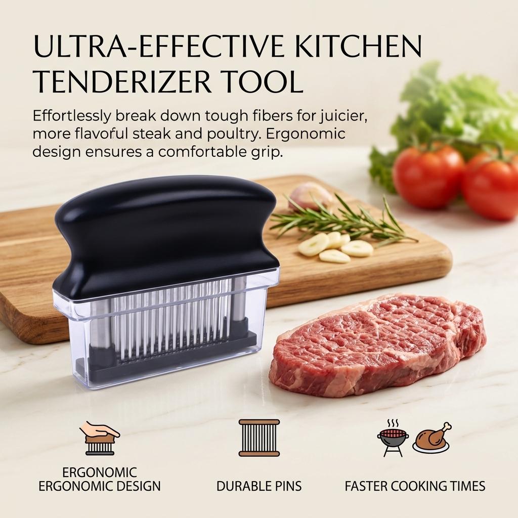 48-pin Meat Tenderizer Stainless Steel Steak Tenderizer Kitchen Tools BBQ Beef Floss Needles Meat Stick Meat Patty Maker