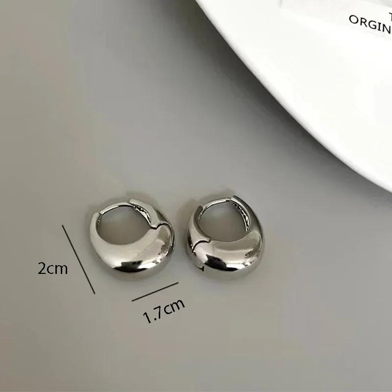 Vintage Chunky Dome Drop Earrings For Women Gold Plated Stainless Steel Round Circle Hoops Earrings Prevent Allergy Zircon Gift