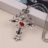 Fashion Vampire Diaries Vintage Charm Unique RED Sacred Heart Crystal Cross Pendant Necklace Jewelry Gifts