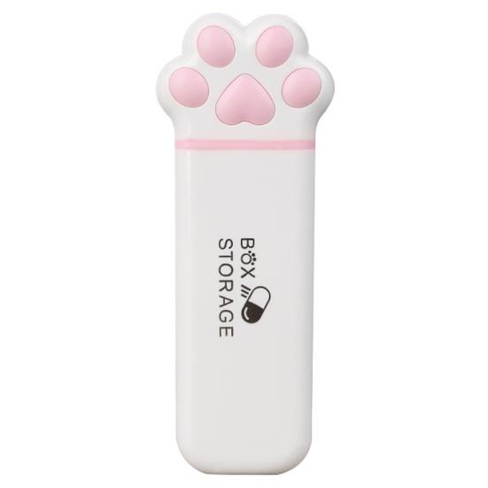 Portable Pill Box, Cute Cat Paw Design, with Sealed Buckle Lid, Moisture-Proof 3 Compartment Pill Organizer, Portable Medicine Holder for Adults And
