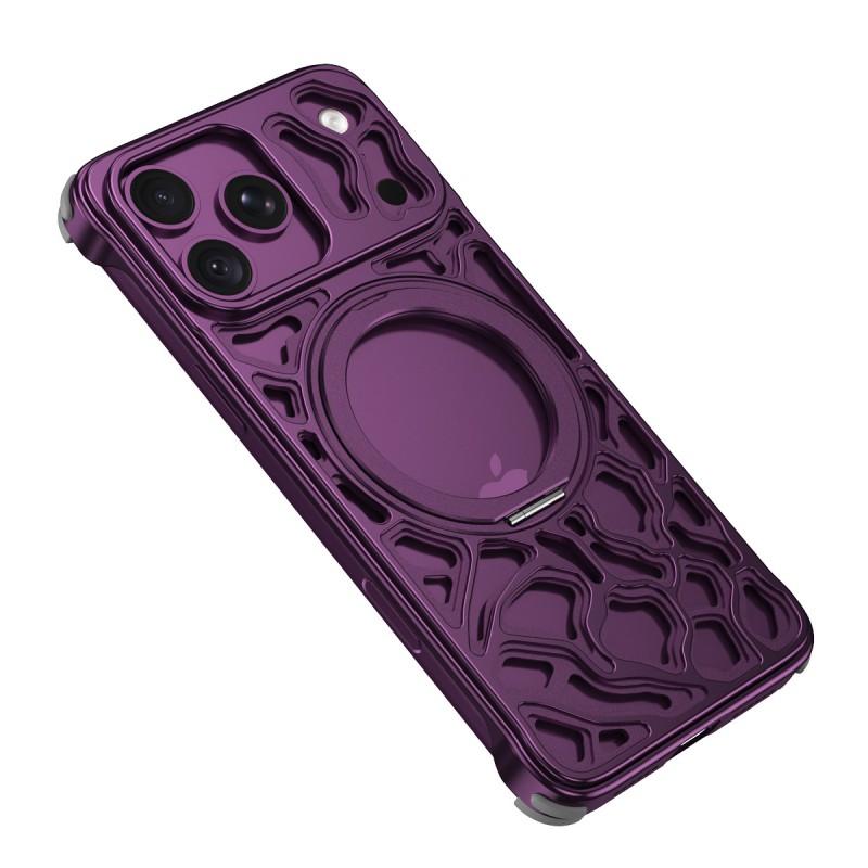 Metal Phone Case With Stand IPhone 17 Pro Max Shockproof Magnetic Cover