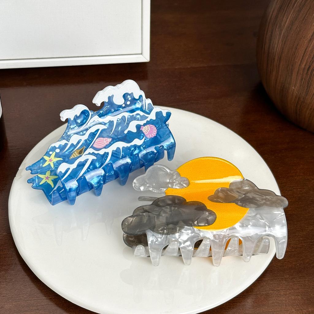 Acrylic Eyecatching Printed Hair Clips In Assorted Colors For Effortless Styling Hair