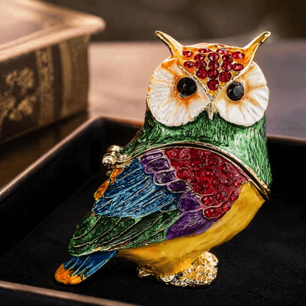 Jewelry Holder Owl Jewelry Box Zinc Alloy Owl Figurine Collectible Owl Trinket Box  Home Decoration