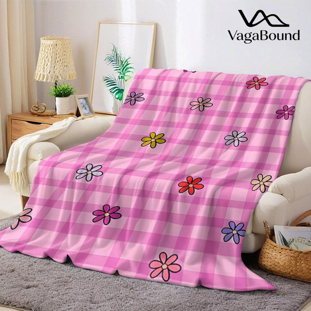 Plaid Floral Flannel Blanket Warm Soft Halloween Christmas Couch Warm Cozy Decorative Decor Gift for All Season