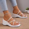 Fashionable Flip-toe Wedge Heel Slippers for Casual Height-increasing Wear and Large-sized Women's Shoes