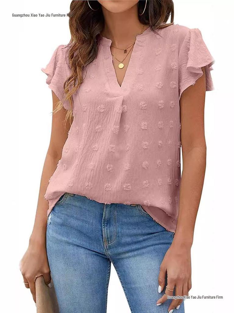 European and American Women's Ruffle Chiffon Summer Shirt