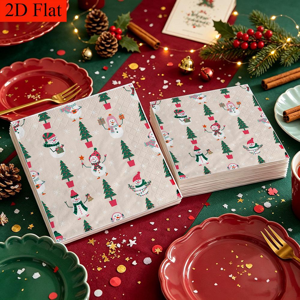 20pcs Disposable Napkins with Christmas elements Pattern Print for Wedding,Parties,and Daily Use for Thanksgiving Fall Christmas Table Decoration