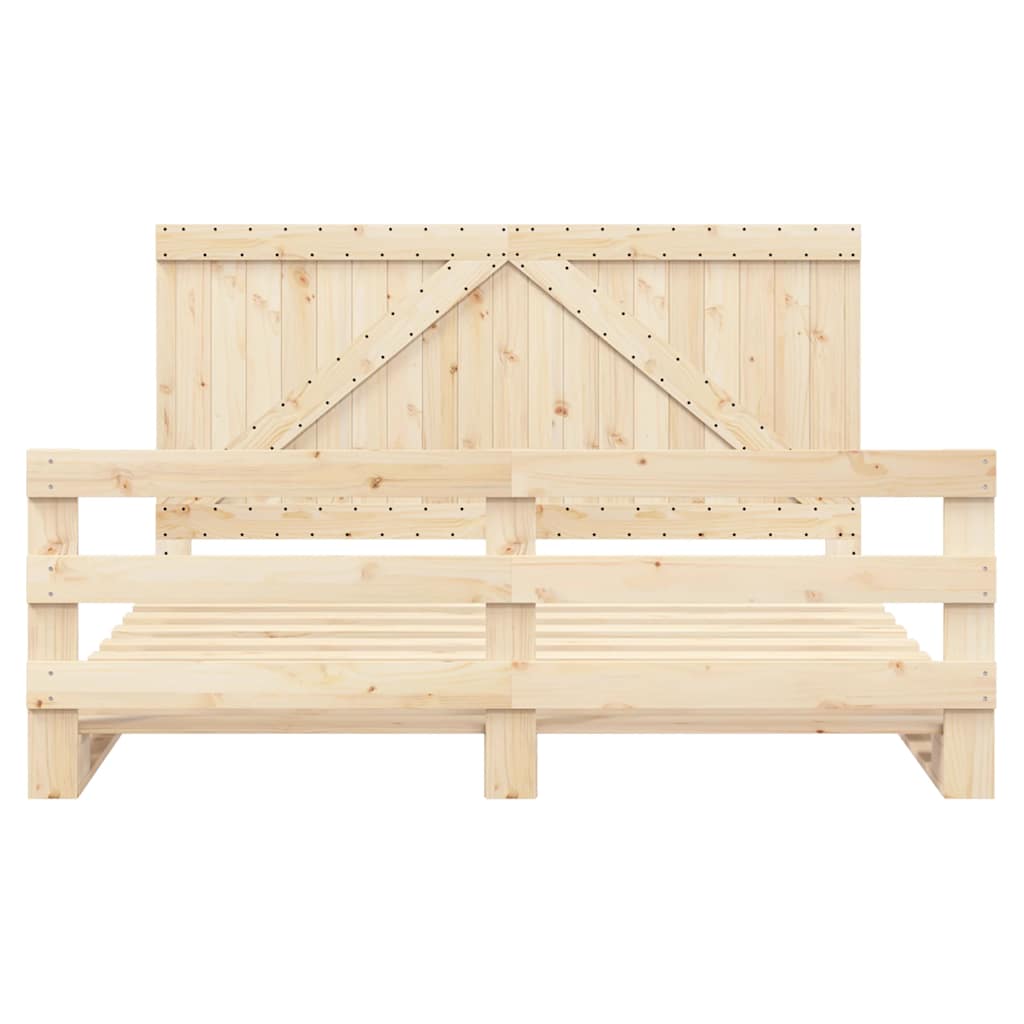 Solid Wood Bed with Headboard 200 x 200 cm Pine