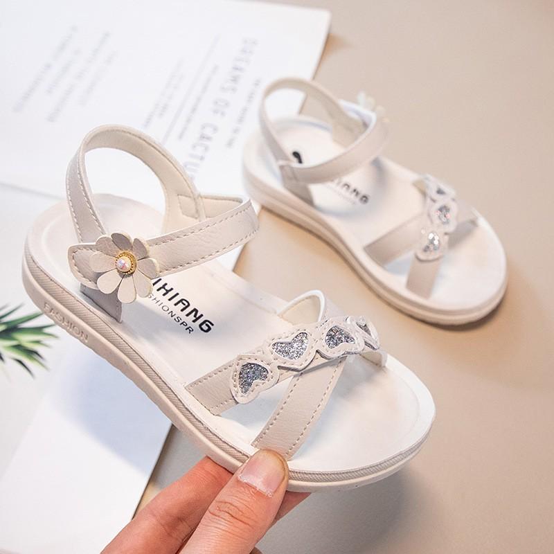 Girls Sandals With Sparkle Accents Soft Rubber Sole Princess Style Slip-On Beach Outdoor Daily Wear