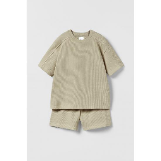 Waffelstrukturierter Shorts-Kinderanzug