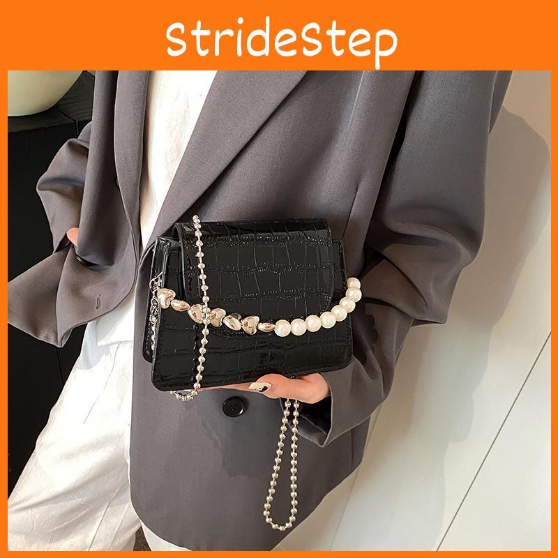 Pearl Simulated Fashion Decoration Crocodile Pattern Women Casual Square Bag