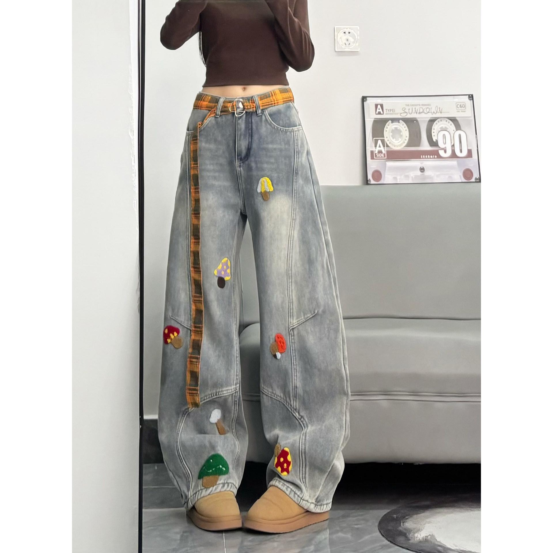 

Trendy Cartoon Towel Embroidery Kids Wide-Leg Jeans - 2026 Spring Collection L [54-59 kg]