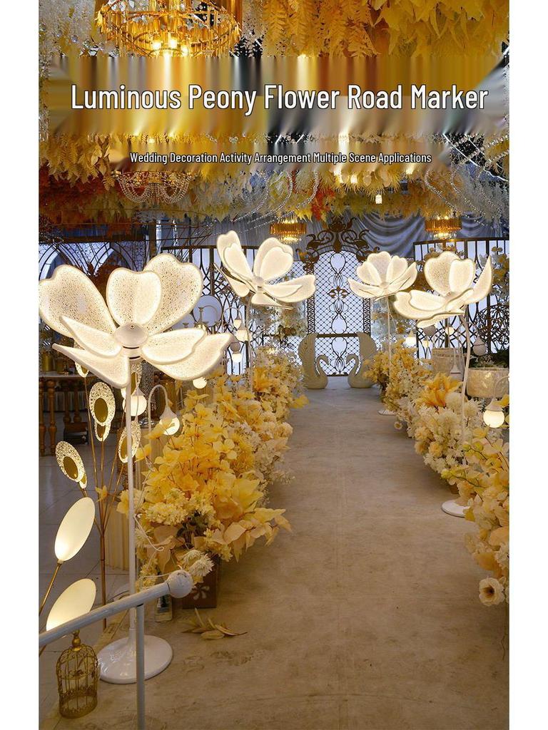 Glowing Peony Flower & Butterfly Aisle Lights for Wedding Decorations