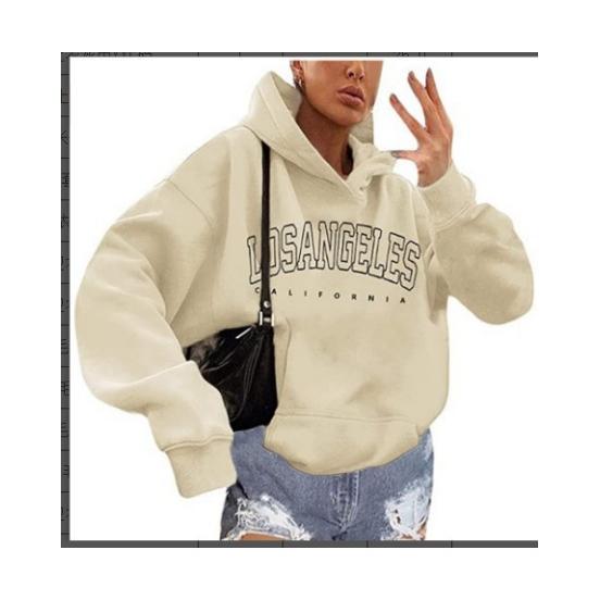 Autumn and Winter Sweater Women's Plush Hooded Pullover Loose Print Large Thin Velvet Coat Ins Fashionable Women