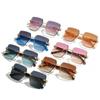 Oversized Rimless Sunglasses for Women Geometric Diamond Cutting Gradient Lens UV Protection Fashion Shades Trendy