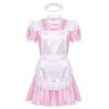 Men Sissy Maid Cosplay Costume Outfit Dress with Apron and Headband