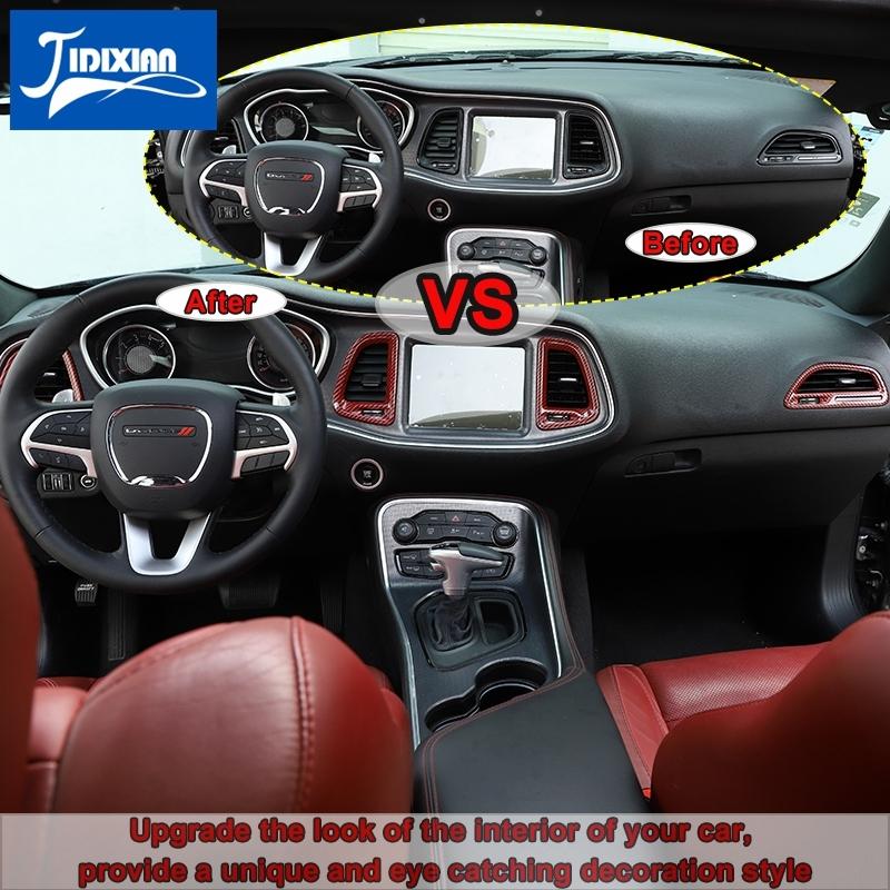 

JIDIXIAN Car Central Console Air Conditioning Vent Decoration Cover for Dodge Challenger 2015 2016 2017 2018 2022