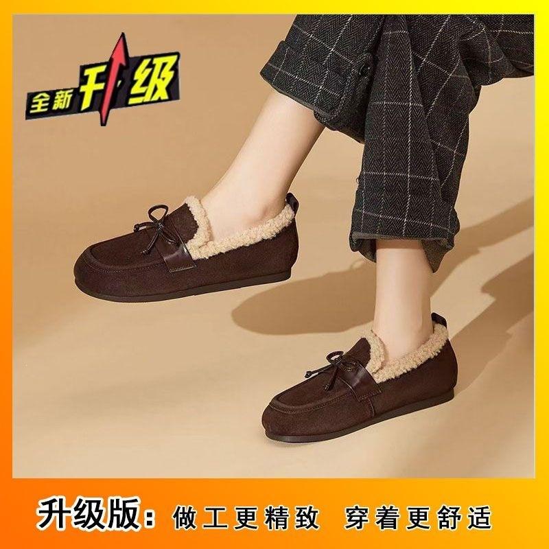 One-pedal loafers with soft soles and fluffy cotton shoes for winter new French fashion warm and velvet Birkenstocks