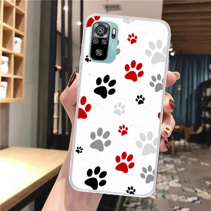 Dog Footprint Paw Cute Soft Phone Case For Xiaomi Redmi Note 12 12S 13 14 11 11S 10 Pro 10S 11T 11E Plus 14Pro Pattern Cover Not
