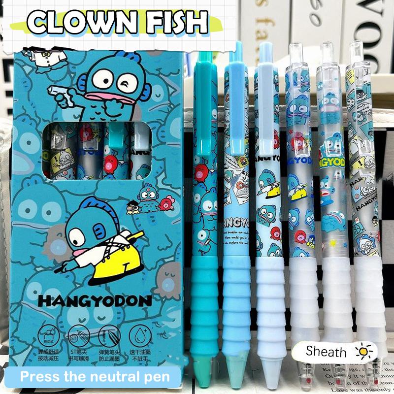 6Pcs/Box Gel Pen Quickly Dry Black Ink Write Smoothly School Supplies Office Accessories Aesthetic Stationery Kawaii Pens