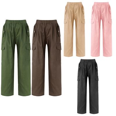 Niños Niñas Ropa elegante Cintura elástica Cargo Pantalones largos de pierna ancha para uso diario