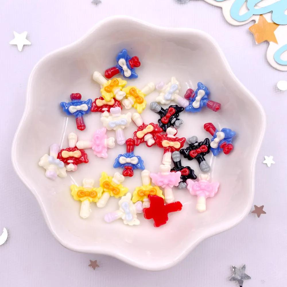 60pcs Resin Colorful 3D Fairy Stick Figurine Nail Art Flatback Rhinestone Scrapbook DIY Wedding Decor Jewelry Crafts Accessories