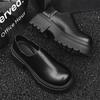 men casual platform shoes slip-on genuine leather shoe business office dress black trendy breathable loafers gentleman footwear