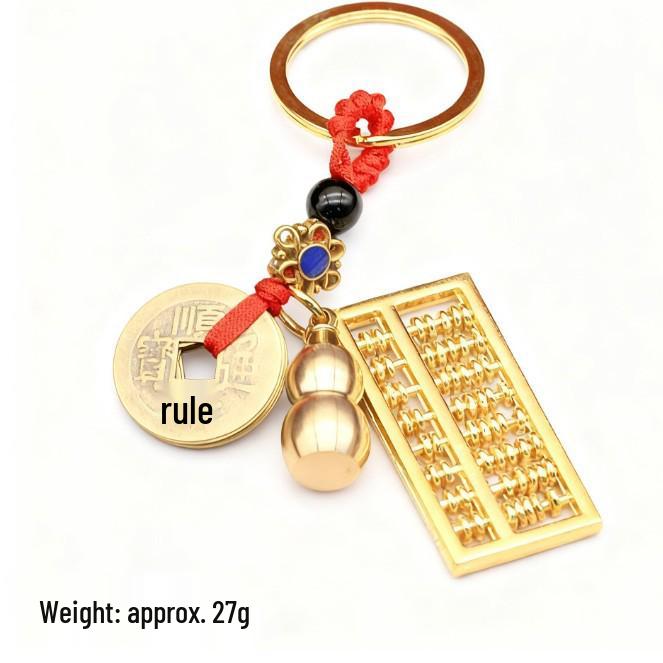 Brass Retro Movable Abacus Keychain Pendant - Creative Handicraft Accessory for Bags and Cars