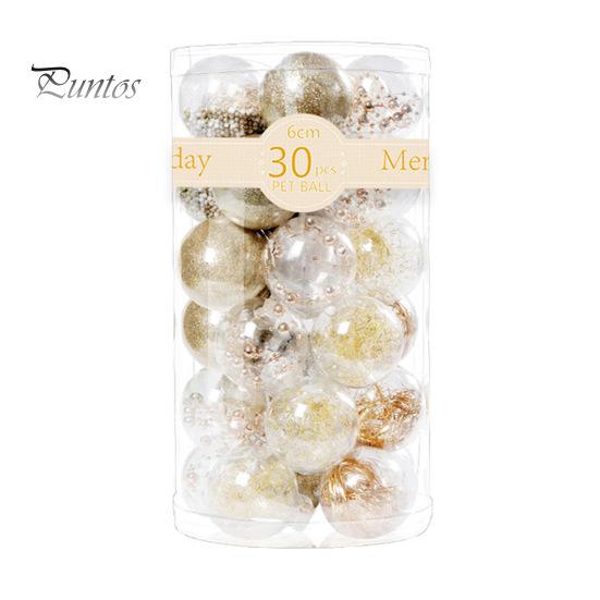 30Pcs Plastic Christmas Balls Hanging Ornament 6cm Colored Electroplated Ball Holiday Party Scene Layout DIY Decorative Accessories Christmas