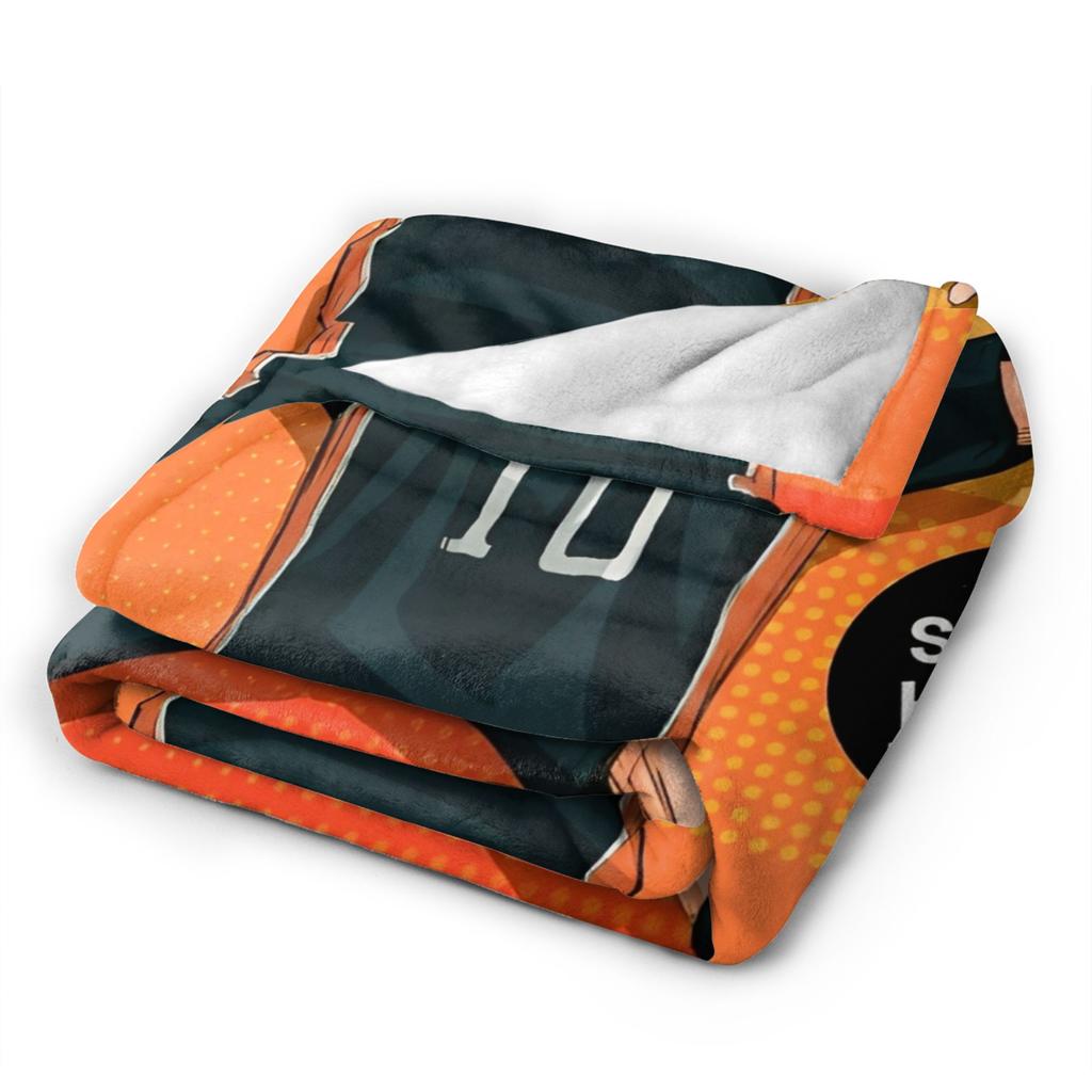Haikyuu Japanese Anime Flannel Blankets Hinata Shoyo Customized Throw Blanket for Sofa Bedding Lounge 125*100cm Quilt,