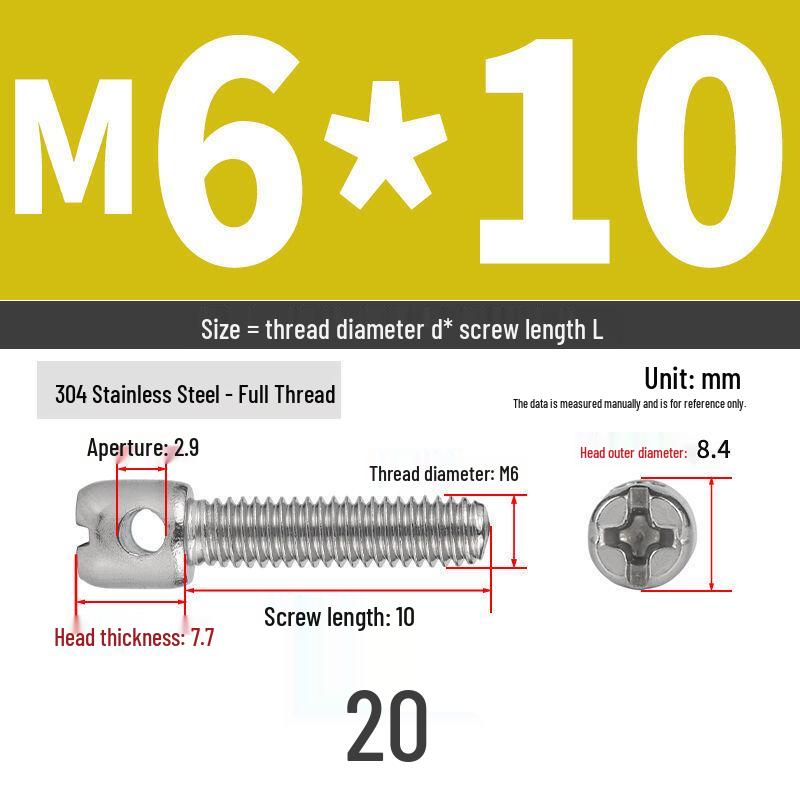 304 Stainless Steel Lead Seal Galvanized Meter Screw with Cross Hole
