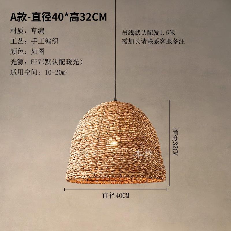 Vintage Wabi-sabi Style Pendant Lights High-quality Densely Woven Rattan Lamps for Living Room Dining Room Restaurant Loft Decor
