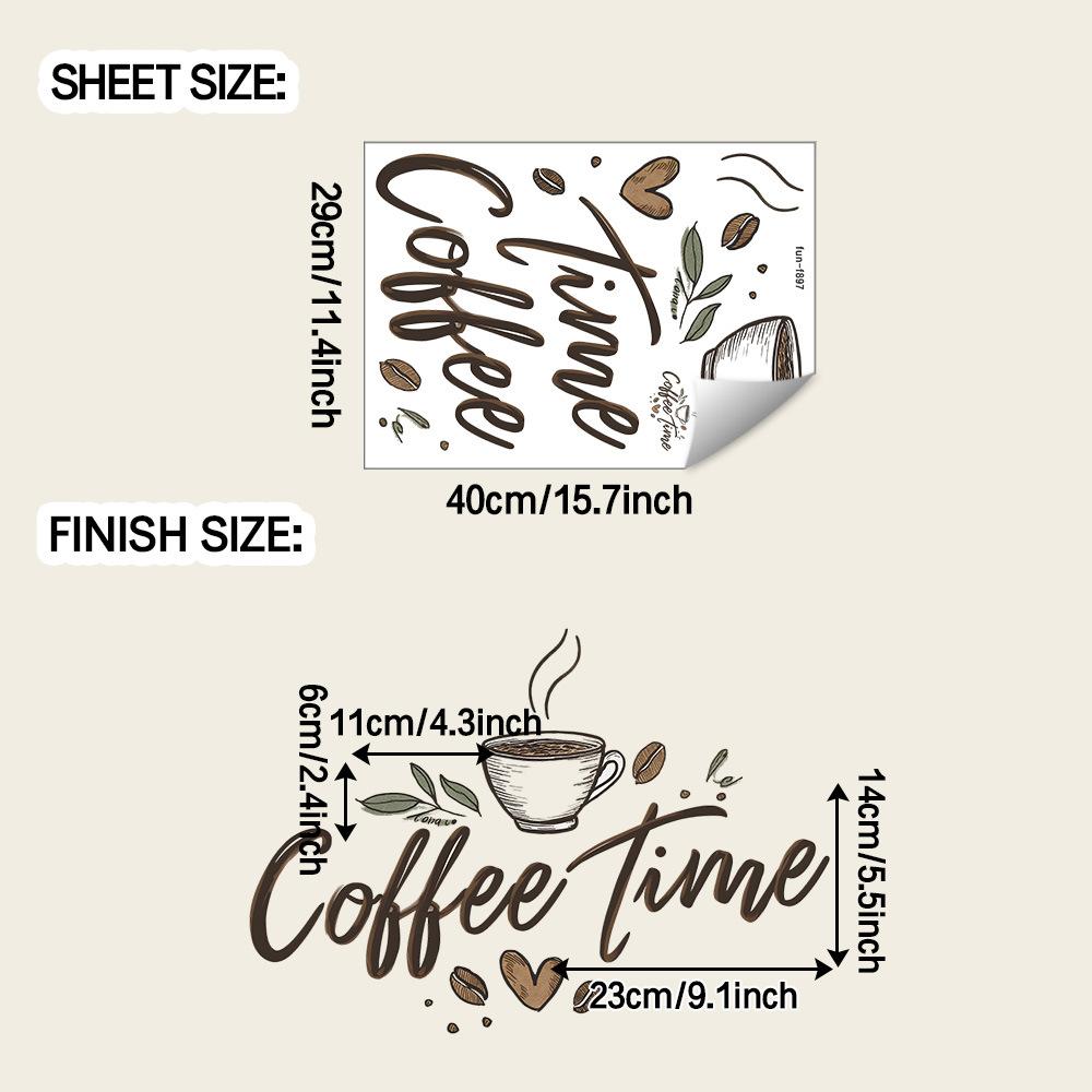 

Простые кофейные чашки и наклейки на стену с английским слоганом для украшения и благоустройства ресторана и кафе