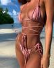 Plavky 2024 Střapce Koupací oblek String Bikini Bandáž Plavky Dámské Brazilské Biquinis Feminino Plavecký kostým Maillot