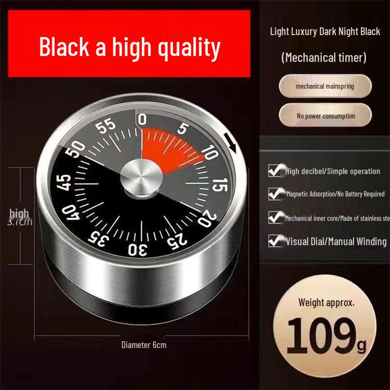 Battery-Free Mechanical Kitchen Timer: Student Time Management & Self-Discipline Countdown Alarm Clock