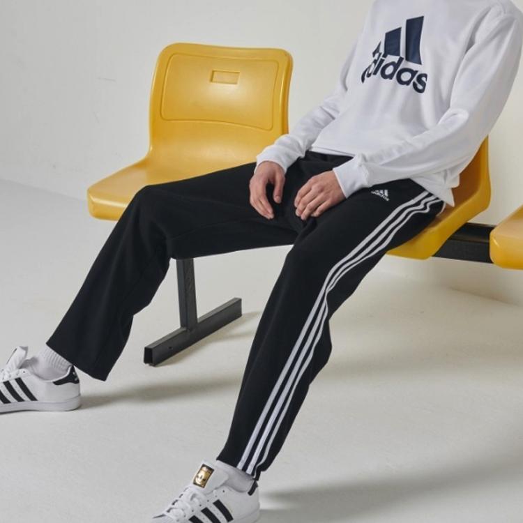 Adidas Sports Lifestyle Series Side Three Stripes Straight Leg Retro Sports Pants Men Pants Black White TR30PR-BW