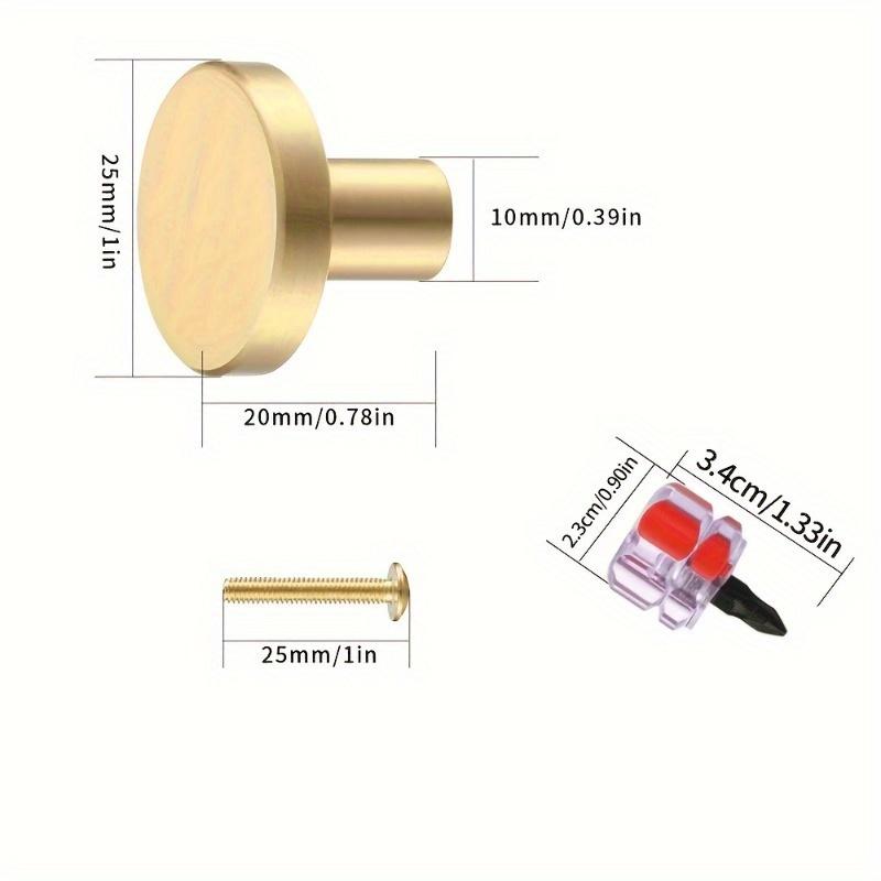 10 ks Zlatě leštěné kovové knoflíky na zásuvky, 20x25mm - Odolné rukojeti s jedním otvorem pro skříňky, šatní skříně a komody, včetně šroubů