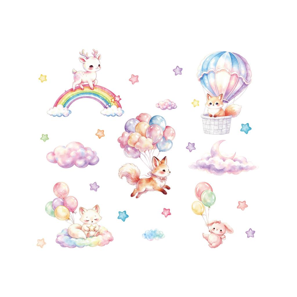 Dreamy Cartoon Fox Wall Sticker Removable Living Room Bedroom Kids Home Decor