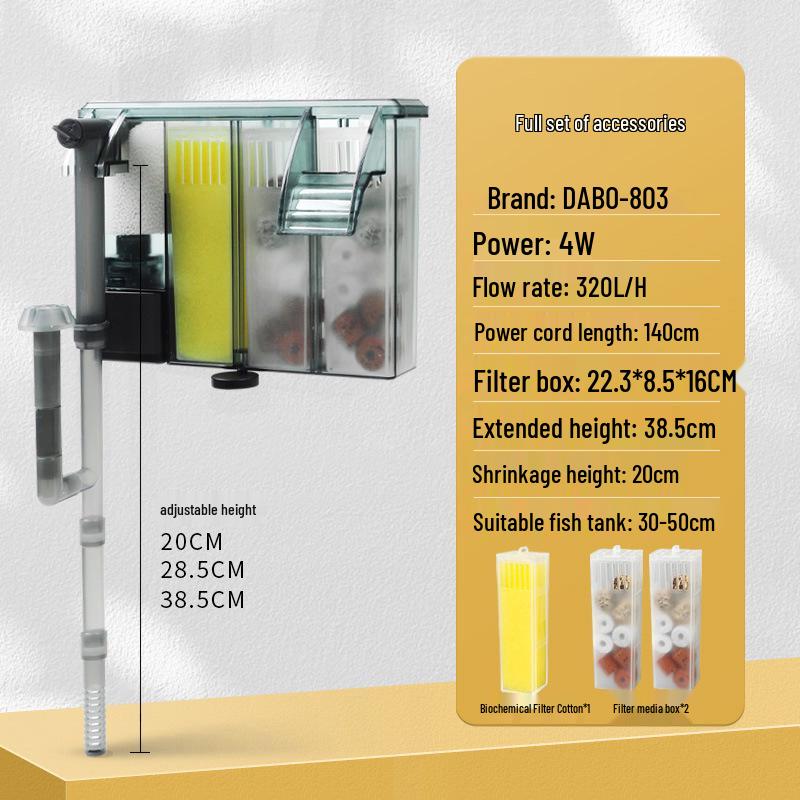 Wall-Mounted Aquarium Filter: Compact 3-in-1 External Purification & Circulation System