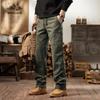 Men's Retro Mountain Style Cargo Pants - Wide Leg, Multi-Pocket, Cuffed