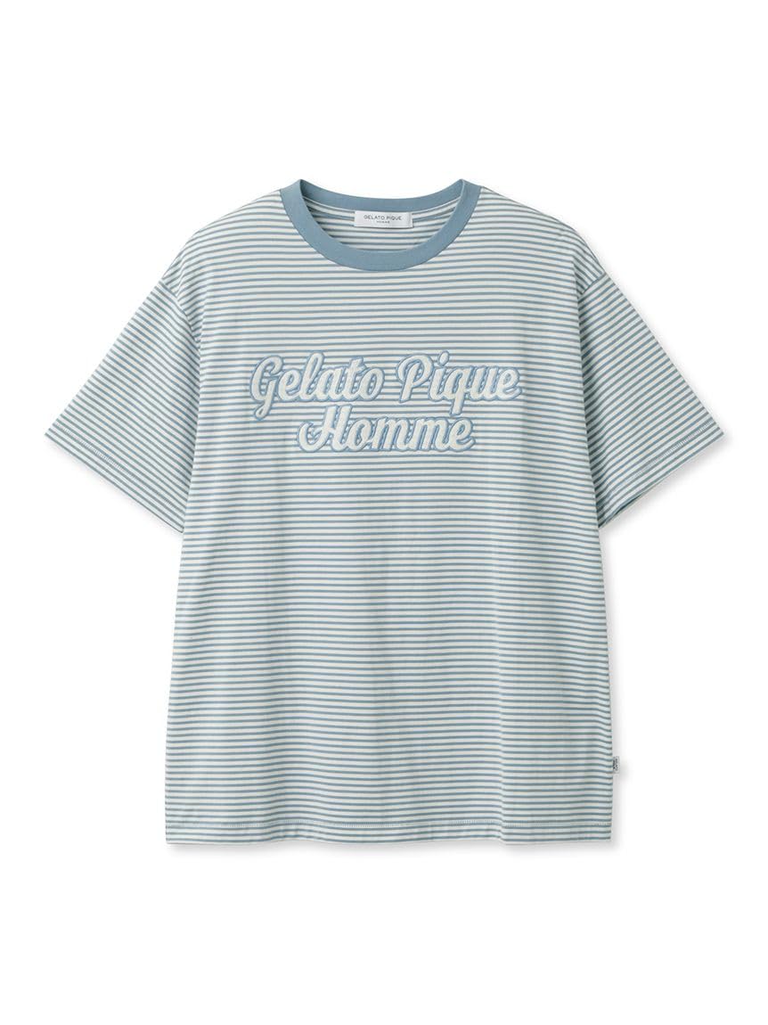 Gelato Pique HOMME Chain Stitch Logo Border PMCT241985 BLU T-Shirt Men s