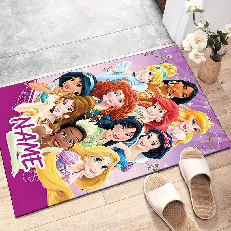 Custom Princess Mat Personalized Name, Polyester Washable Indoor Entryway Rug, Gift for Christmas, Easter, Thanksgiving Day