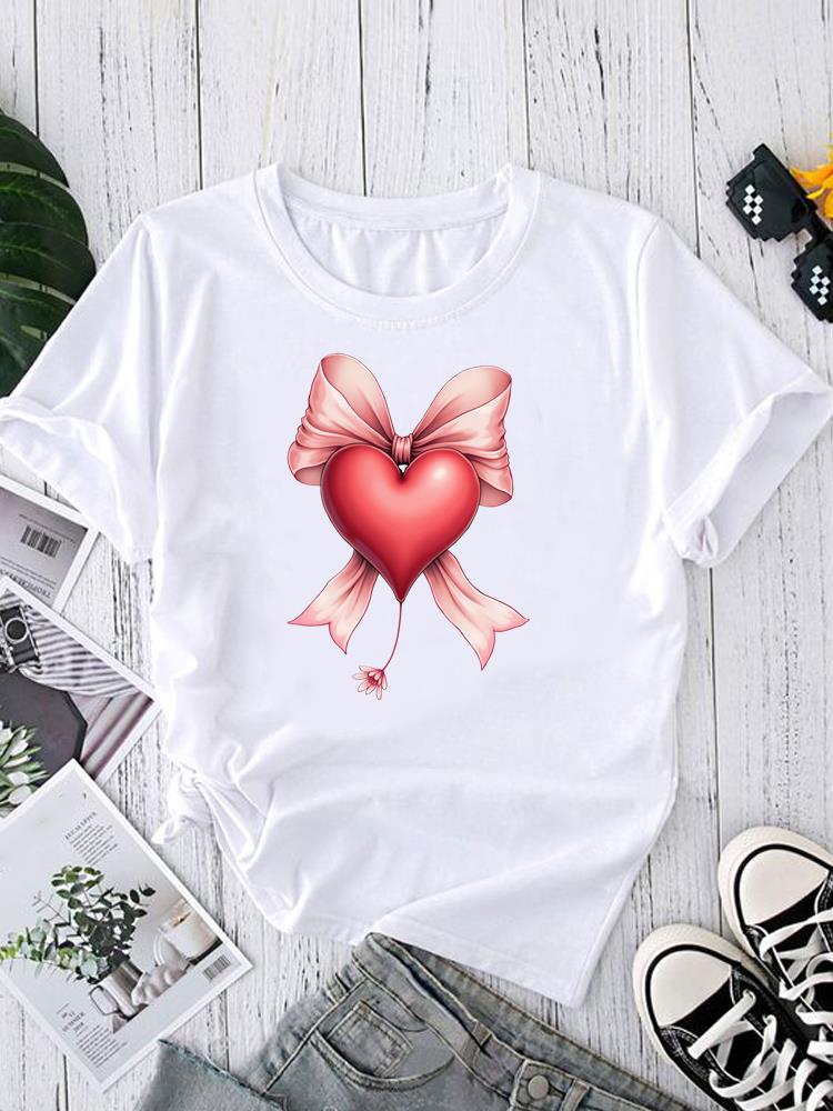 (Asian Size) sweet love trend Women's Clothing T Graphic Female Top O-neck Tee Fashion Print Casual Short Sleeve T-shirts
