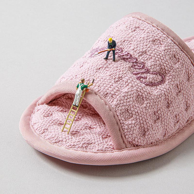 Fashion Cotton Casual Home Slippers for Women 2024 Designer Open Toe Slides House Soft Light Summer Elegant Shoes Ladies Flats One Size