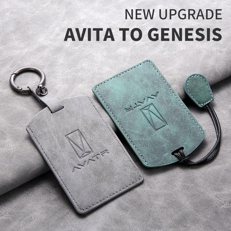 Sheepskin Leather Car NFC Card Smart Key Case Full Cover Protector Shell For AVATR 11 12 Avita 11 2025 Keychain Auto Accessories